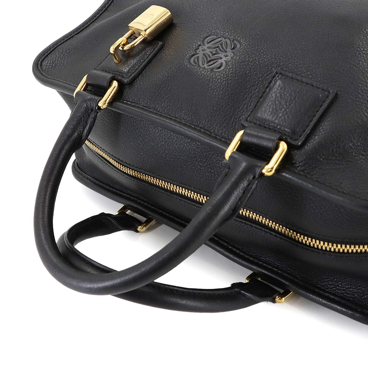 Amazona 28 Hand Bag Leather Black Anagram Purse