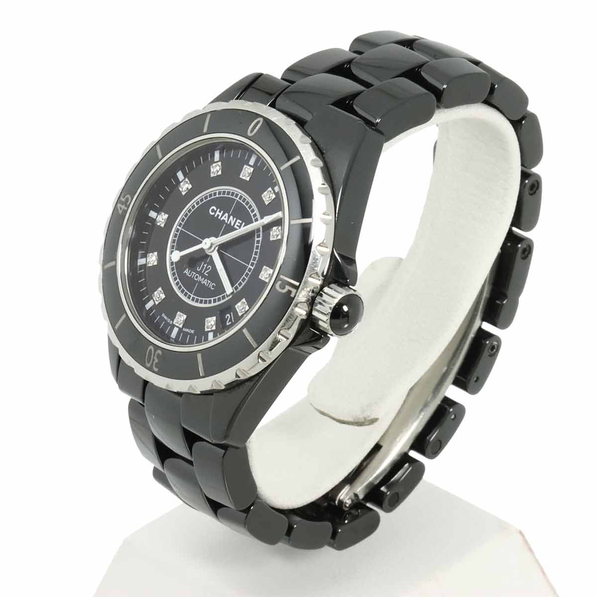 J12 H1626 38mm 12P Diamond Automatic Black Dial Mens Watch