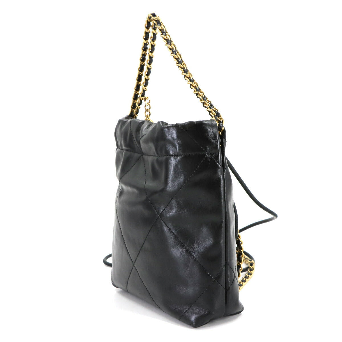 CHANEL 22 Mini Chain Hand Shoulder Bag Leather Black AS3980 Purse