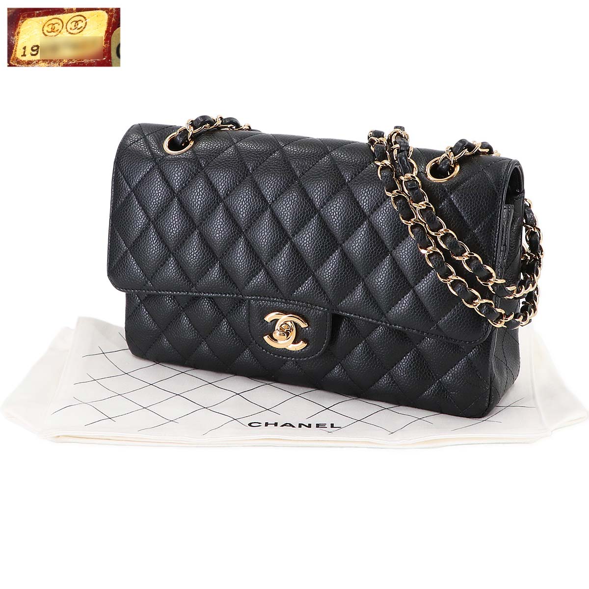 Matelasse 25 Chain Shoulder Bag Leather Black A01112