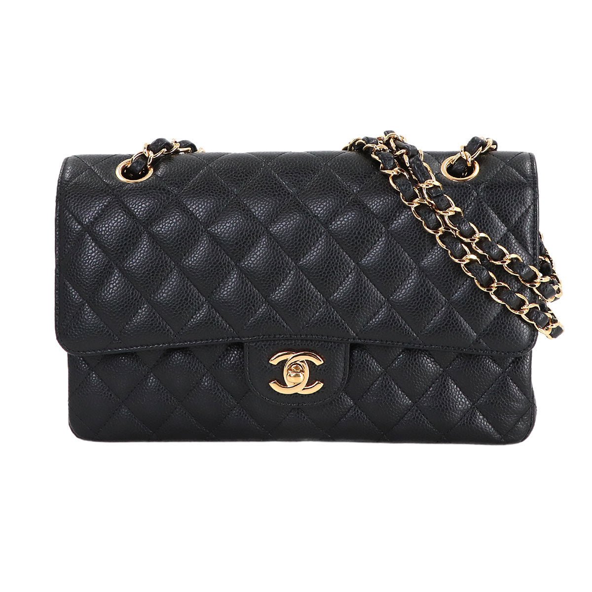 Matelasse 25 Chain Shoulder Bag Leather Black A01112