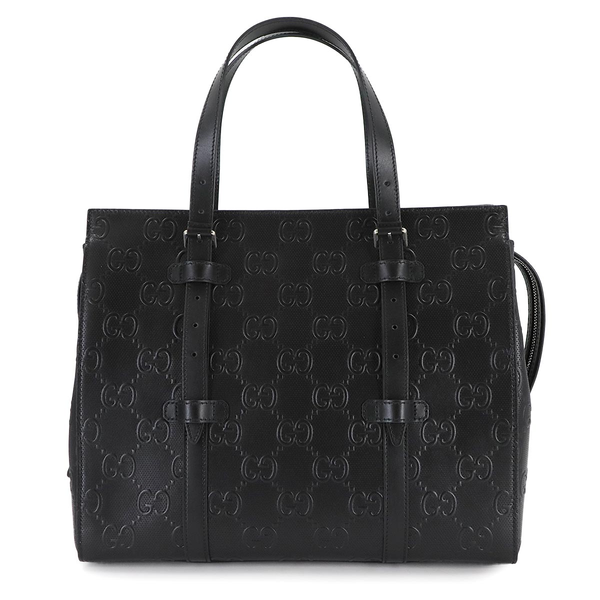 GG Embossed Tote Bag Leather Black 625774 Purse