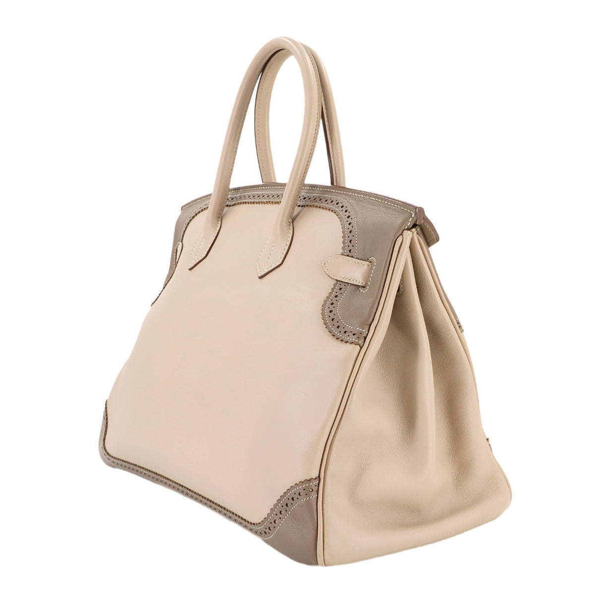 Birkin 35 Ghillies Swift Argile Etoupe Hand Bag Purse