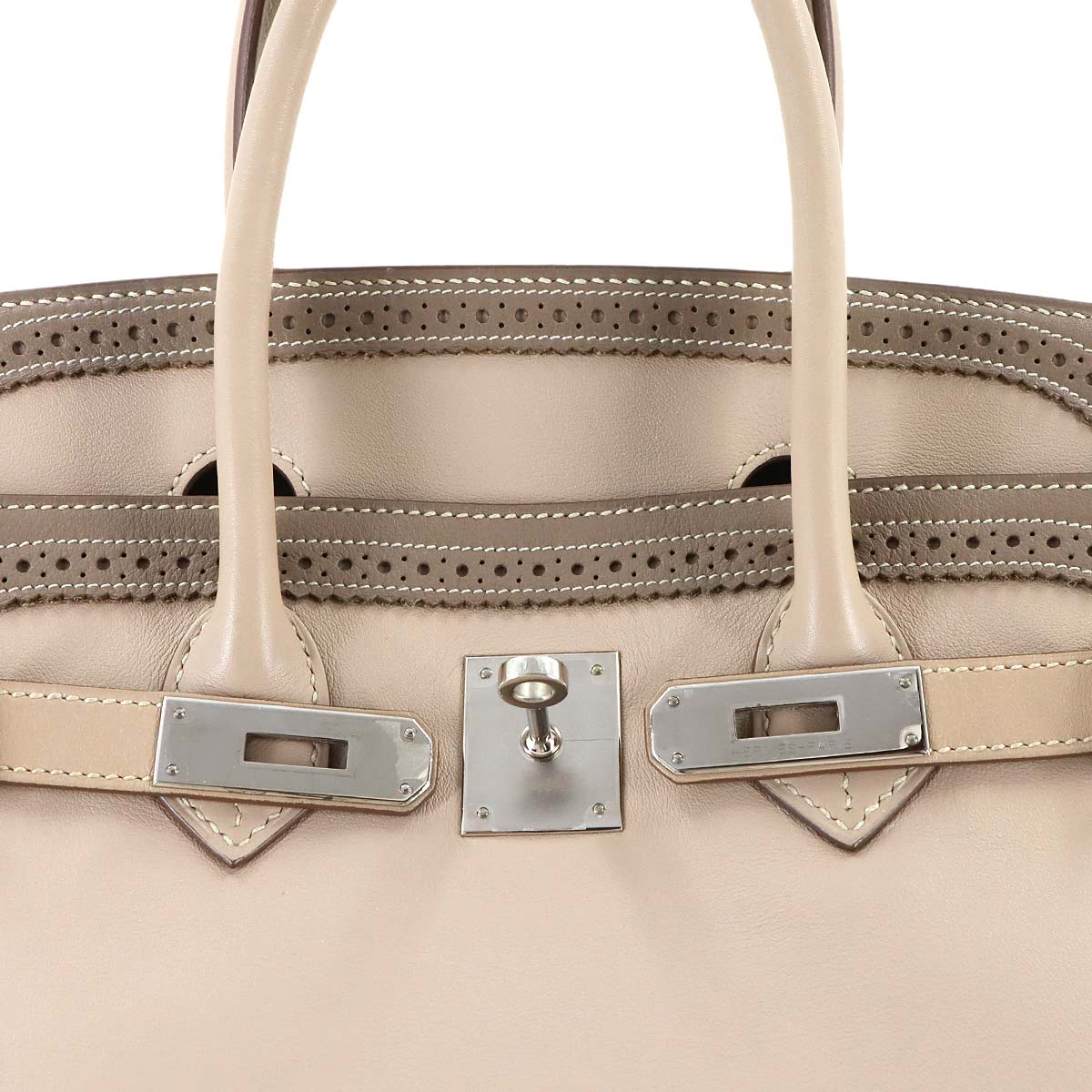 Birkin 35 Ghillies Swift Argile Etoupe Hand Bag Purse