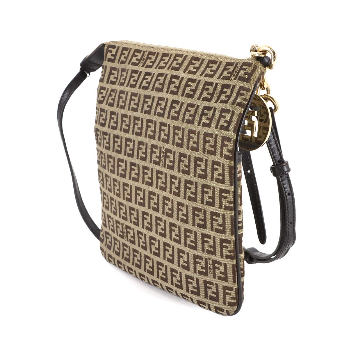 Zucchino Shoulder Bag Canvas Leather Beige Brown 8BT150 Purse