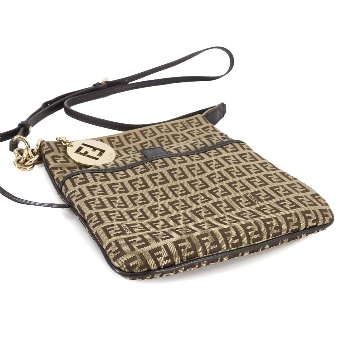 Zucchino Shoulder Bag Canvas Leather Beige Brown 8BT150 Purse