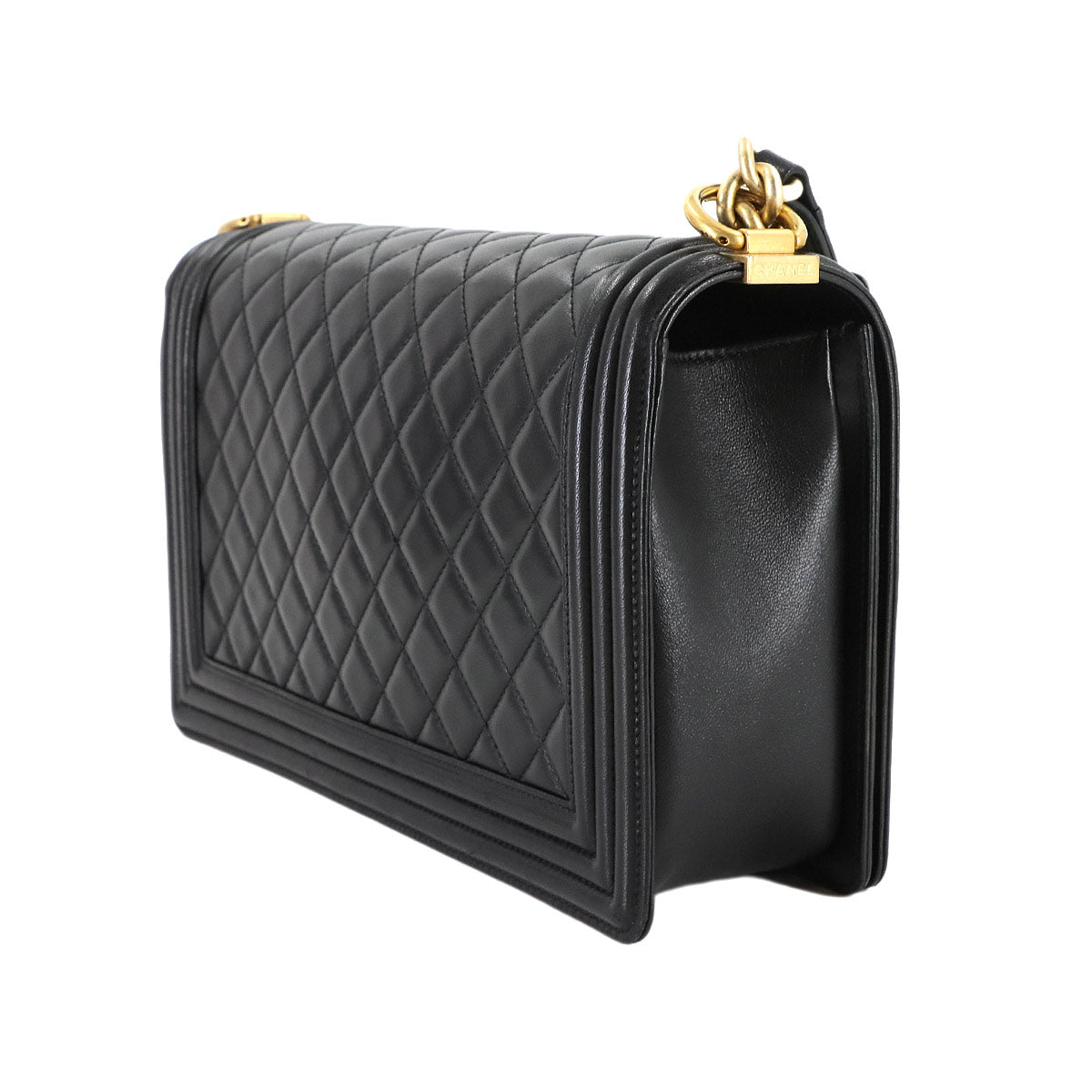 BOY CHANEL Large Chain houlder Bag Leather Black A92193 Purse