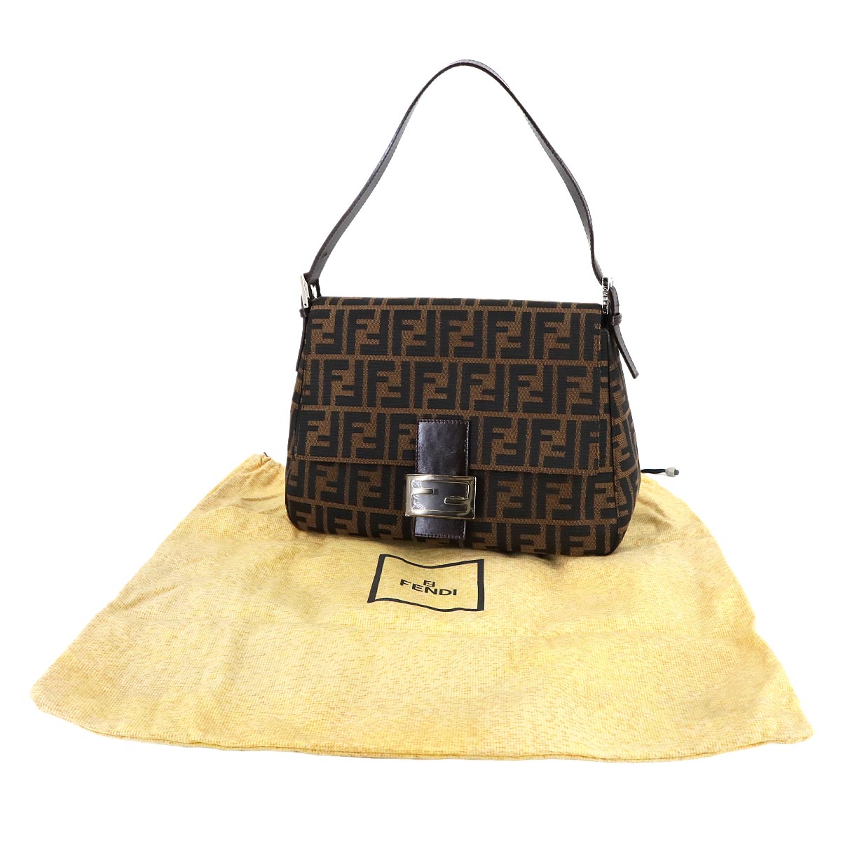 Zucca Mamma Baguette Shoulder Bag Canvas Leather Brown 26325