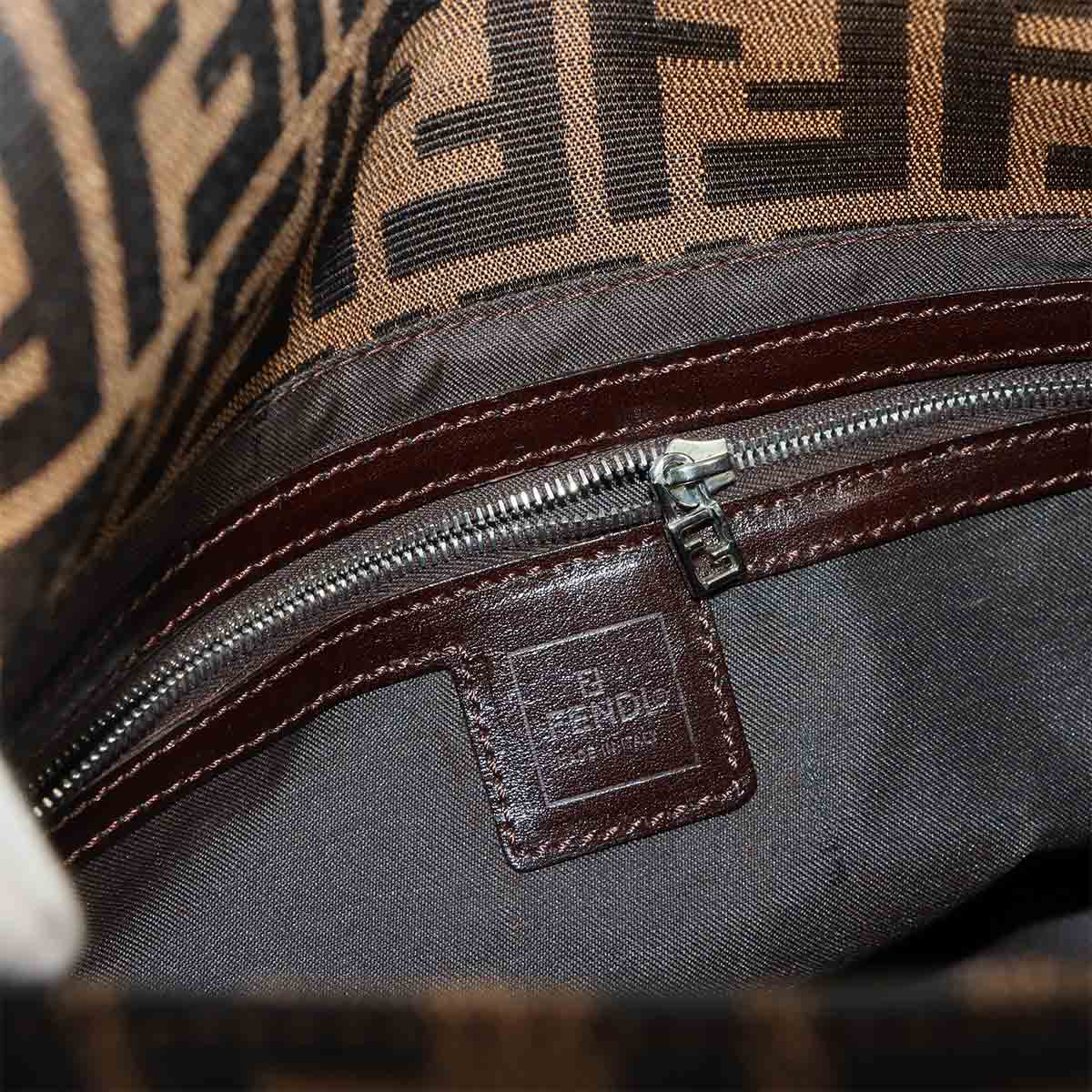 Zucca Mamma Baguette Shoulder Bag Canvas Leather Brown 26325