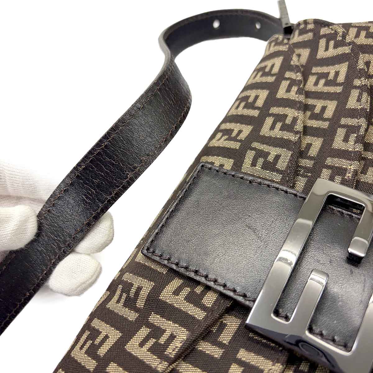 Zucchino Mamma Baguette Shoulder Bag Canvas Brown Beige 8BR003