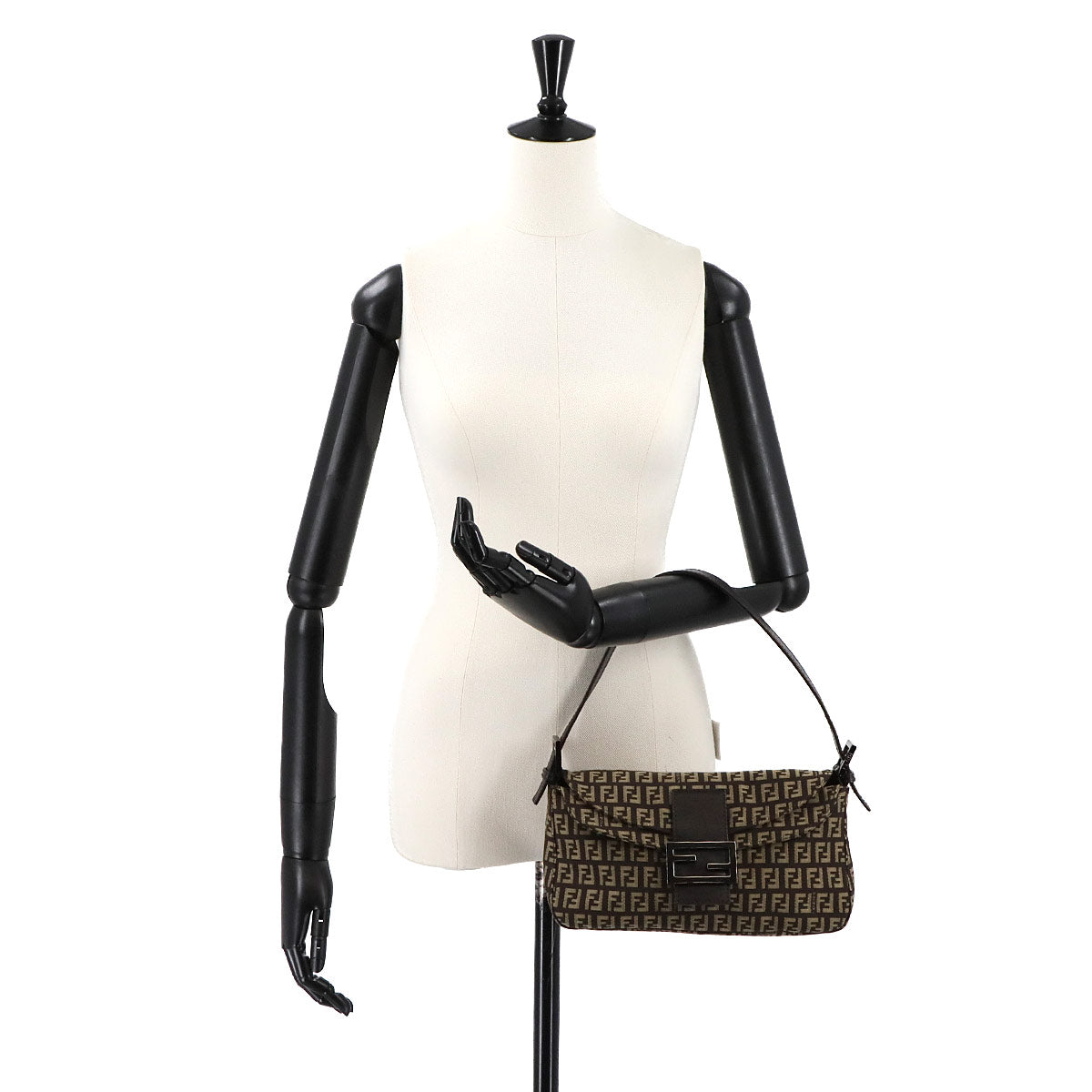 Zucchino Mamma Baguette Shoulder Bag Canvas Brown Beige 8BR003