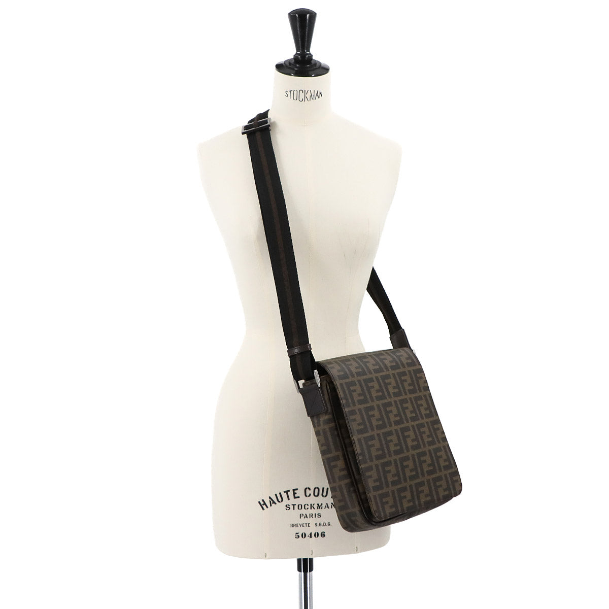 Zucca Shoulder Messenger Bag PVC Brown Black 7VA215 Purse