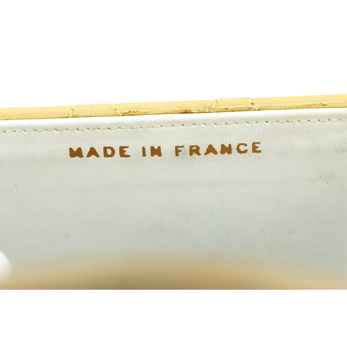 Matelasse Hand Bag Leather Yellow Vintage Purse