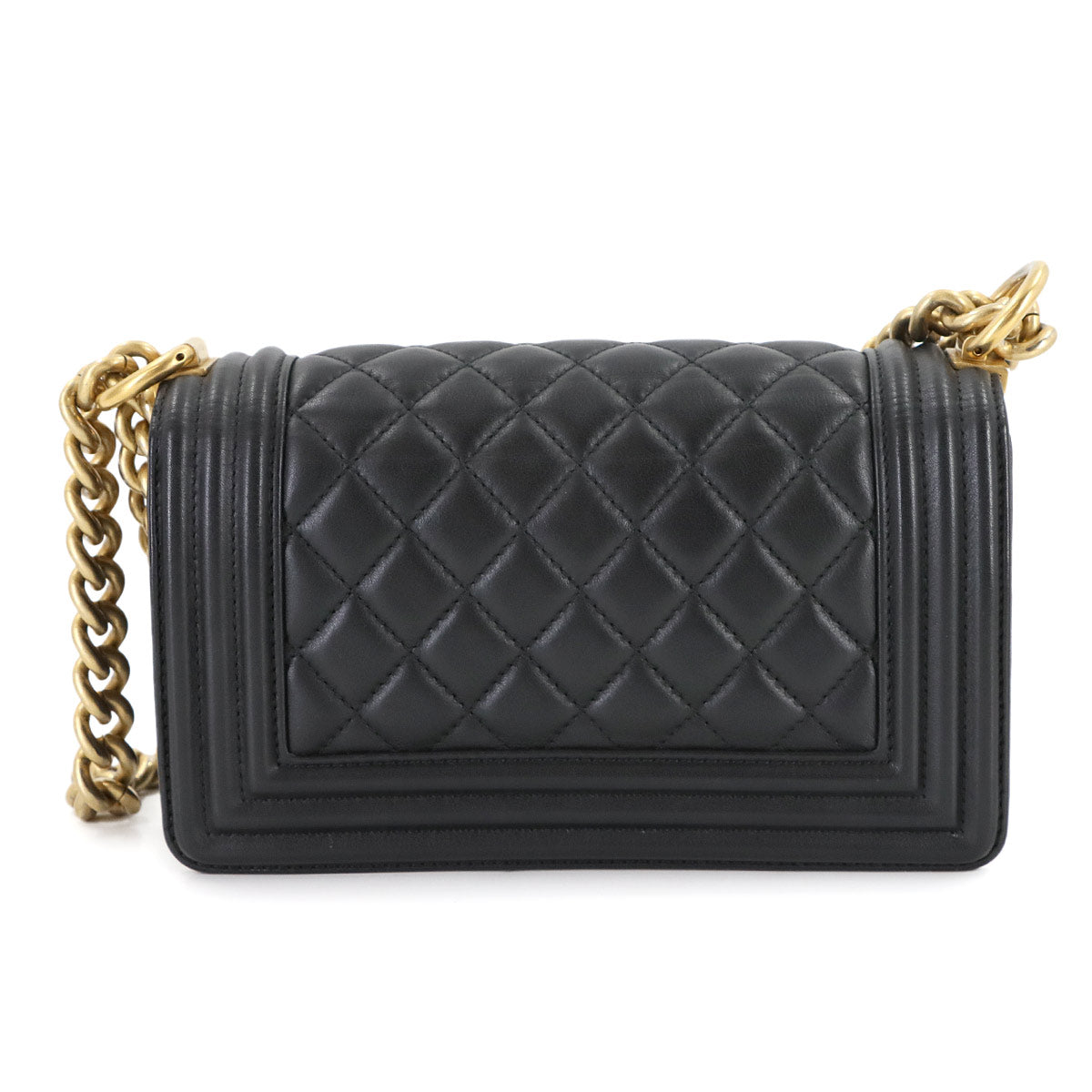 BOY CHANEL Small Chain Shoulder Bag Leather Black A67085