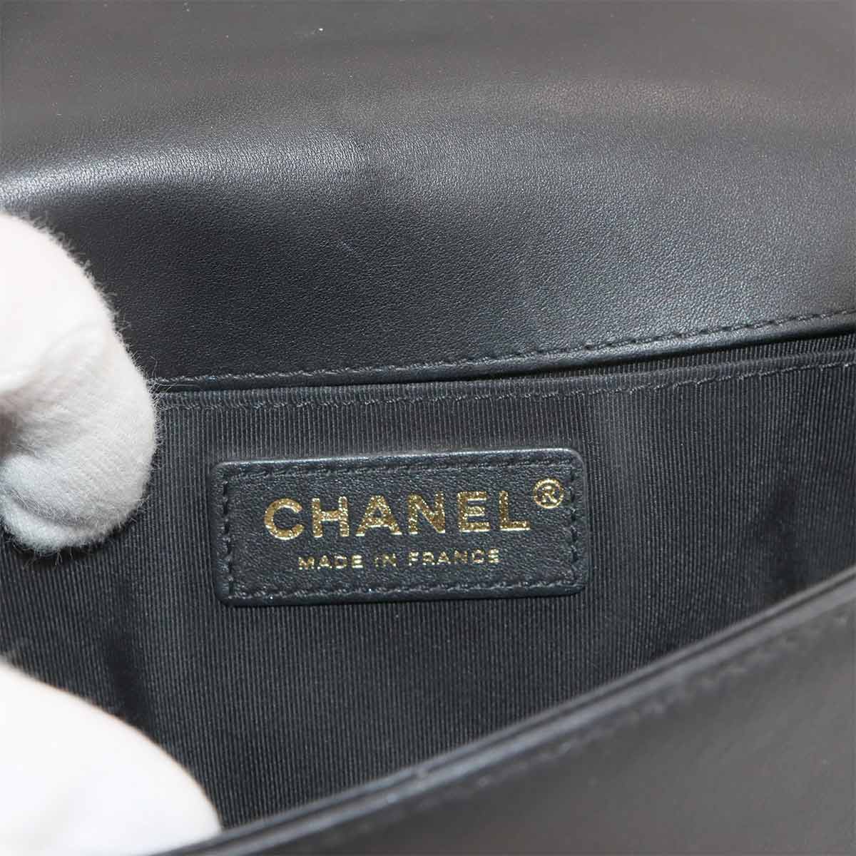 BOY CHANEL Small Chain Shoulder Bag Leather Black A67085