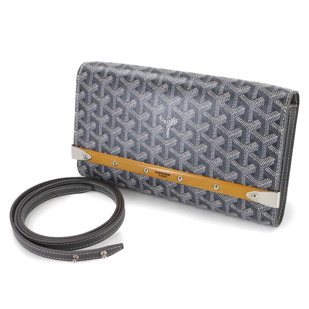 Monte Carlo PM 2way Clutch Shoulder Bag PVC Gray Herringbone