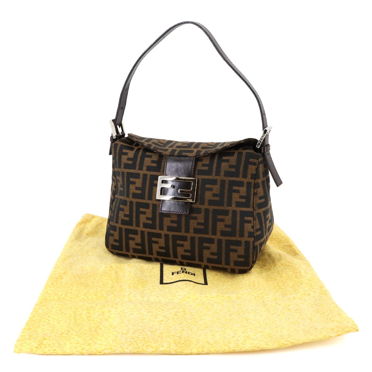 Zucca Mamma Baguette Shoulder Bag Canvas Leather Brown 26426