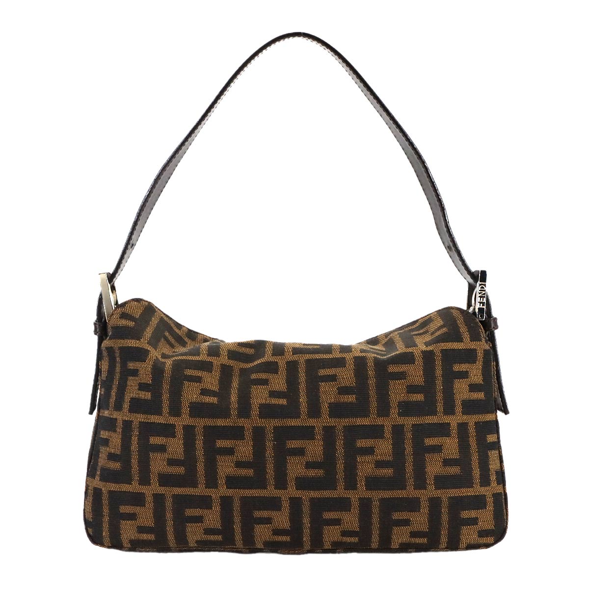 Zucca Shoulder Bag Canvas Leather Brown 26725 Purse