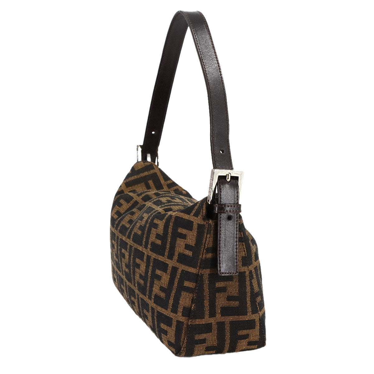 Zucca Shoulder Bag Canvas Leather Brown 26725 Purse