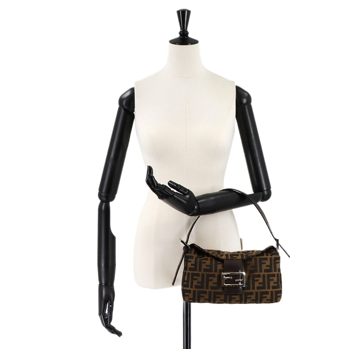 Zucca Shoulder Bag Canvas Leather Brown 26725 Purse