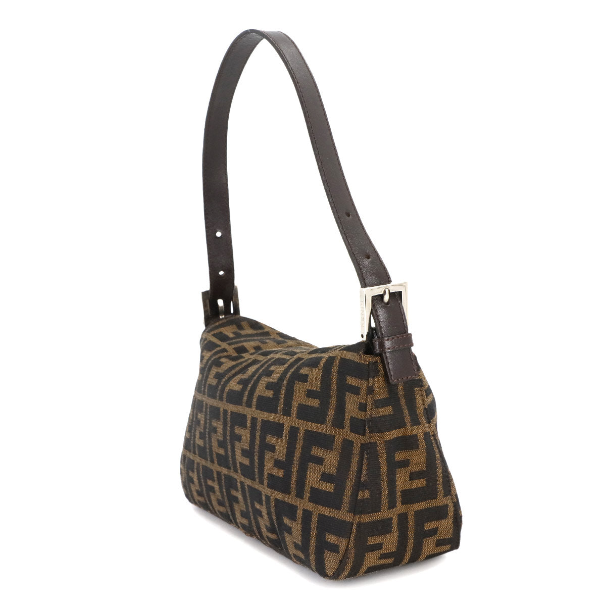 Zucca Shoulder Bag Canvas Leather Brown 26725 Purse