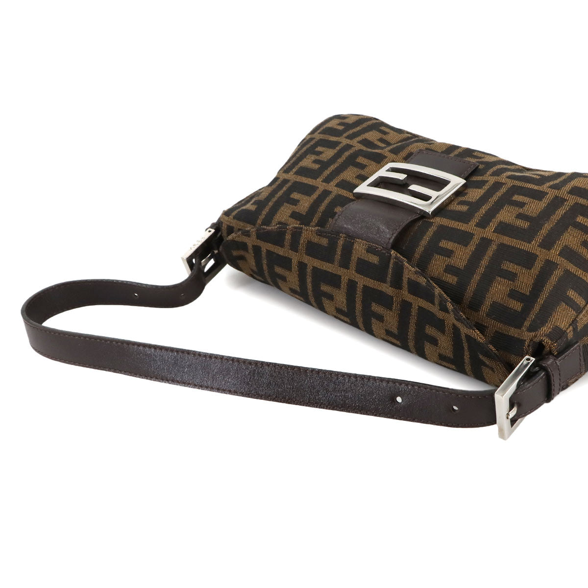 Zucca Shoulder Bag Canvas Leather Brown 26725 Purse