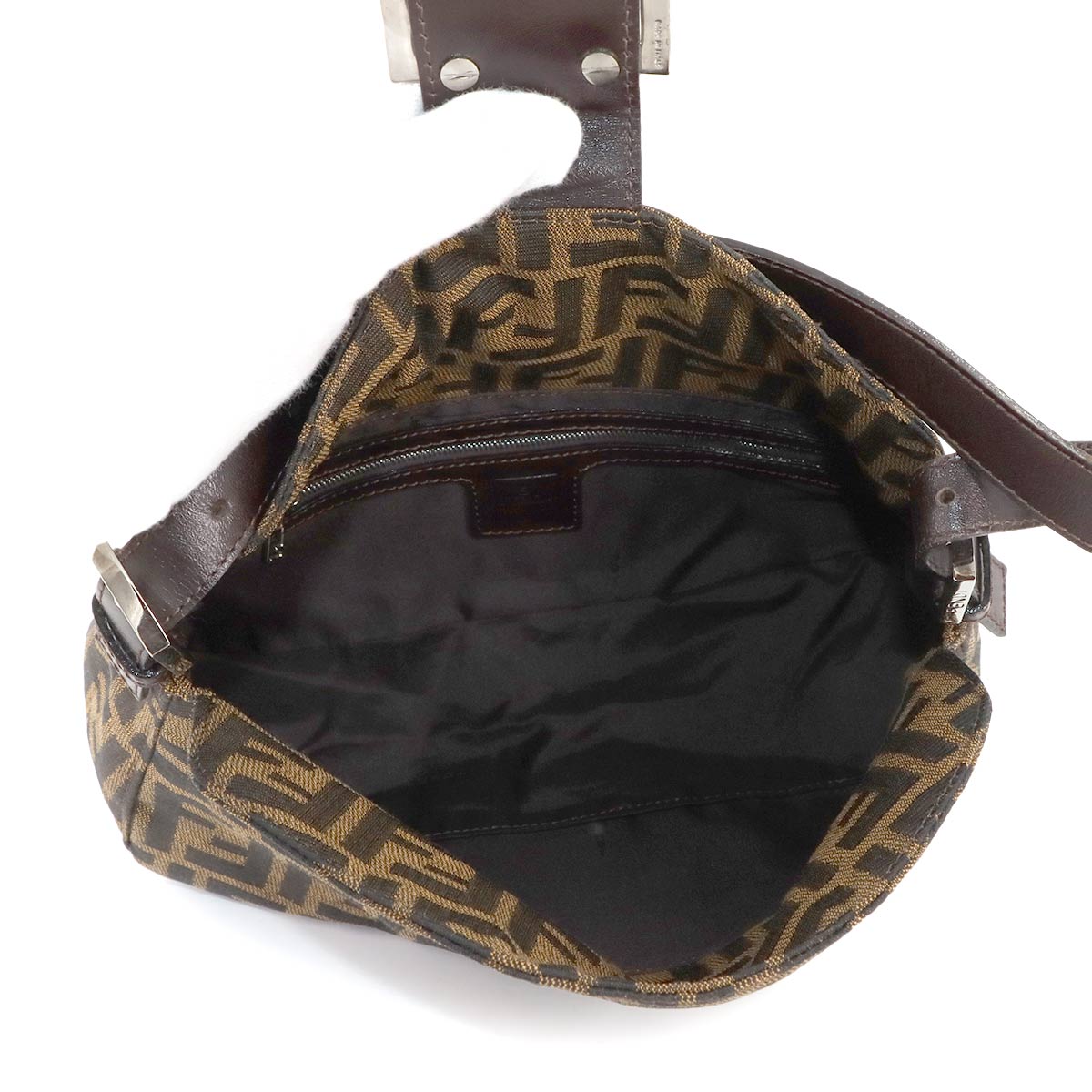 Zucca Shoulder Bag Canvas Leather Brown 26725 Purse