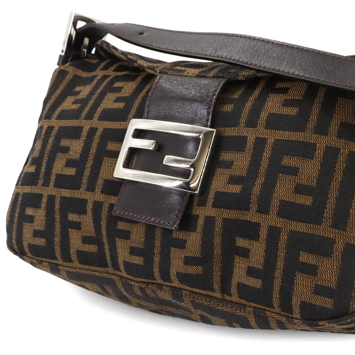 Zucca Shoulder Bag Canvas Leather Brown 26725 Purse