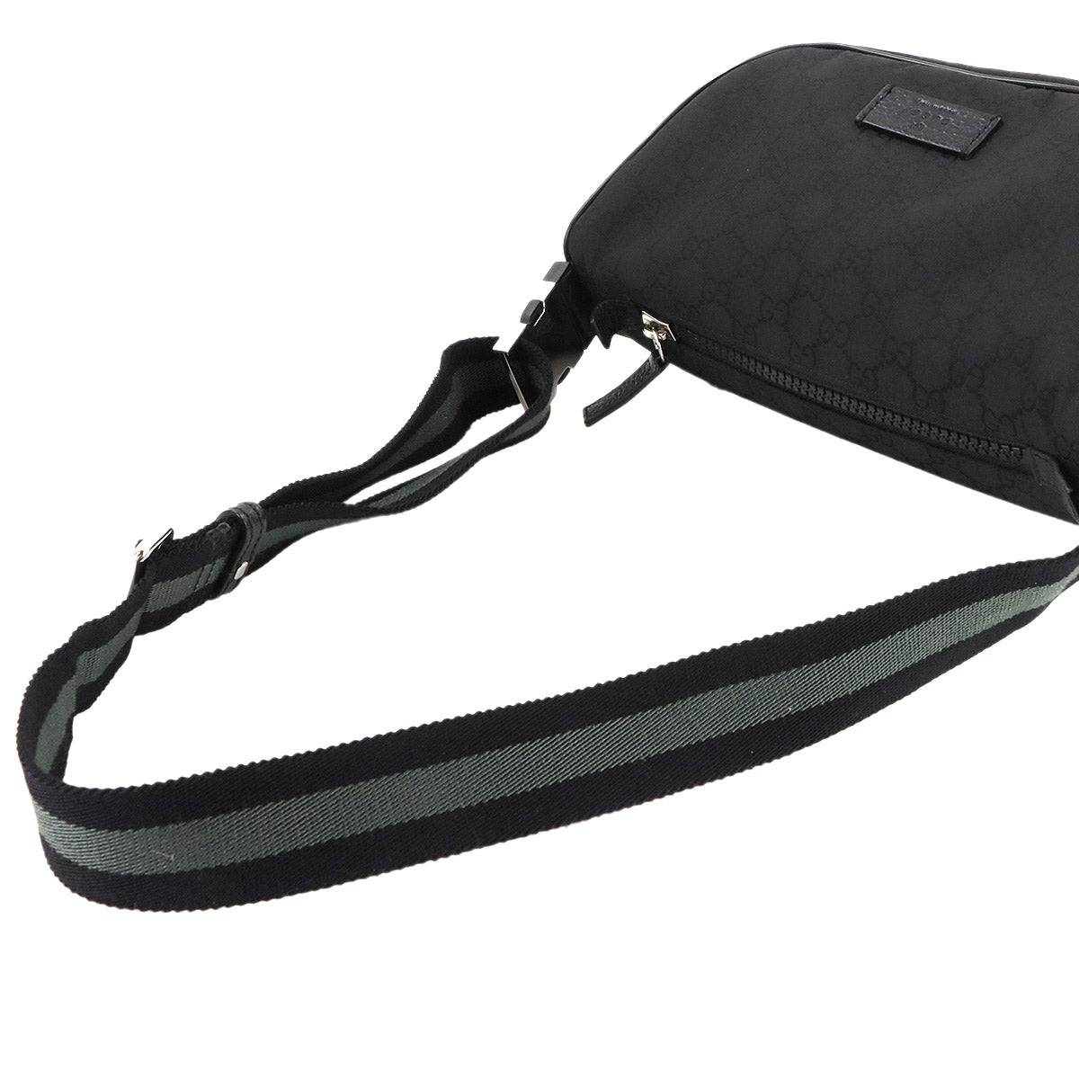 Crossbody Waist Bag GG Nylon Leather Black 449182 Purse