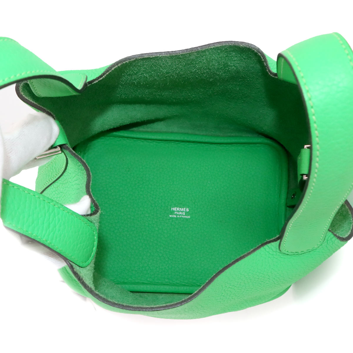 Picotin Lock PM Hand Bag Taurillon Clemence Vert comics