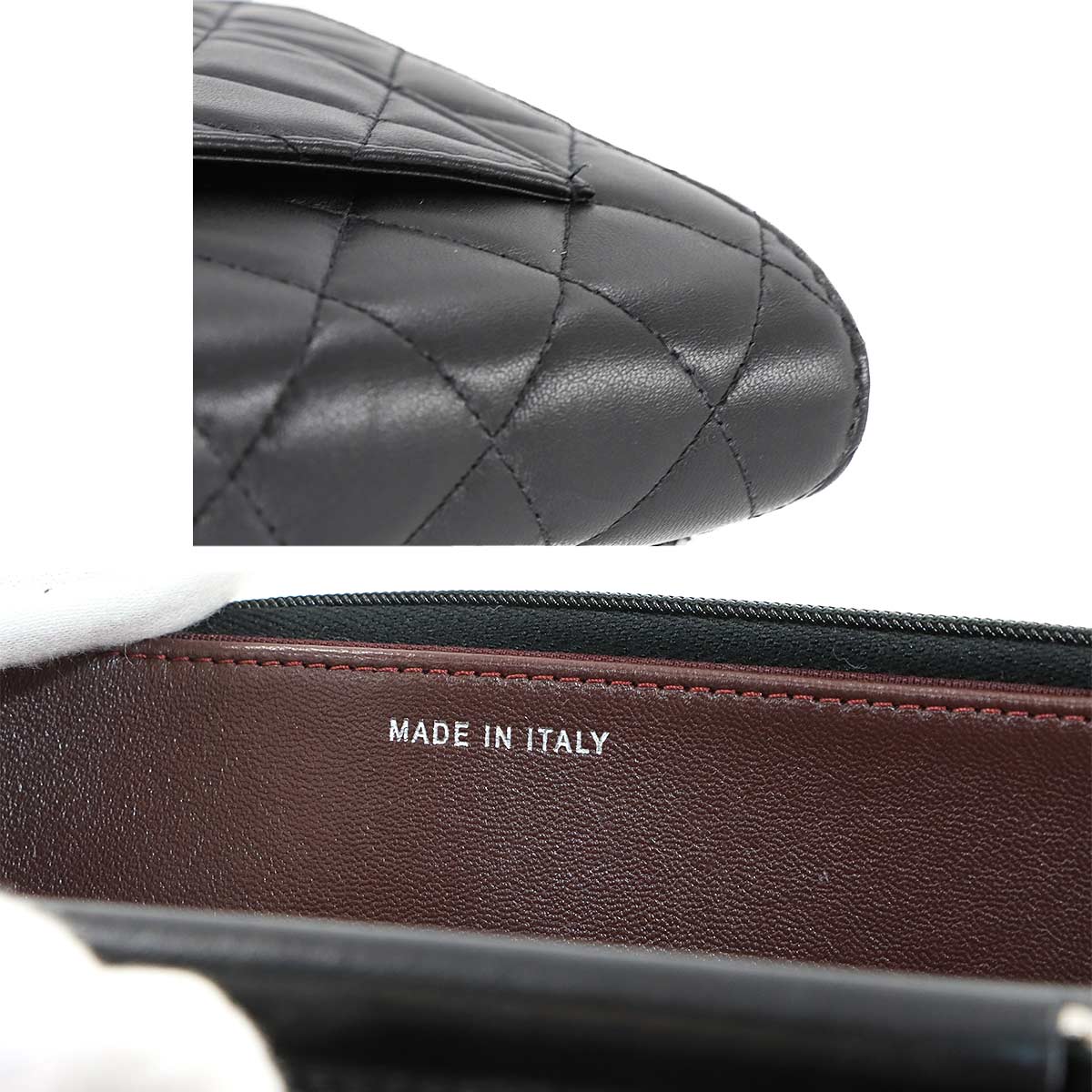 Matelasse Classic Chain Wallet Leather Black AP0250