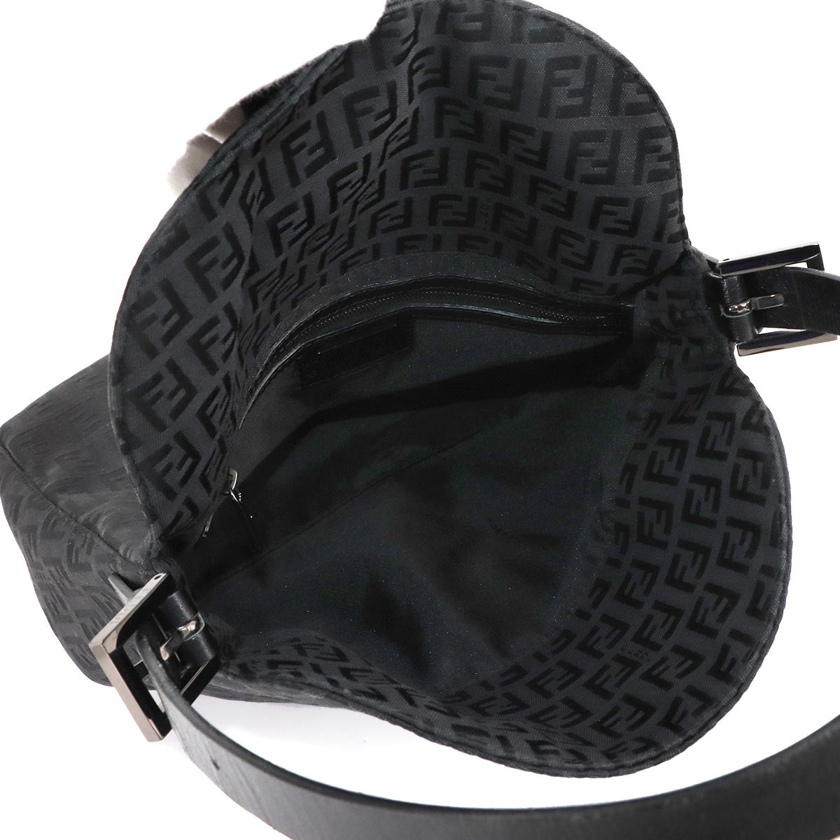 Zucchino Mamma Baguette Shoulder Bag Canvas Leather Black 8BR004