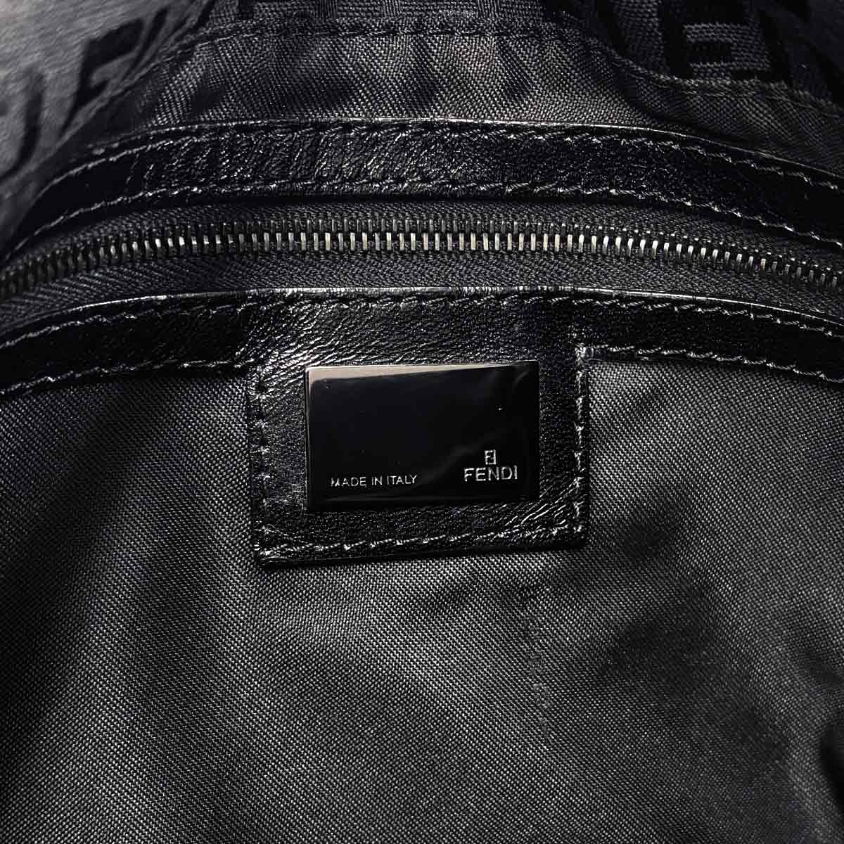 Zucchino Mamma Baguette Shoulder Bag Canvas Leather Black 8BR004