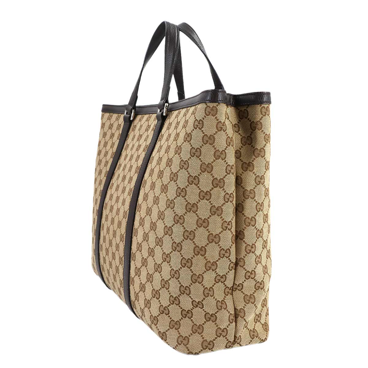 GG Canvas 2way Tote Shoulder Bag Leather Beige Brown 449169