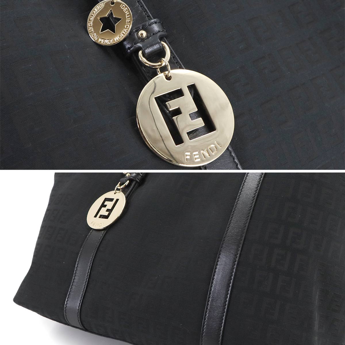 Zucchino Tote Bag Canvas Leather Black 8BH215 Purse