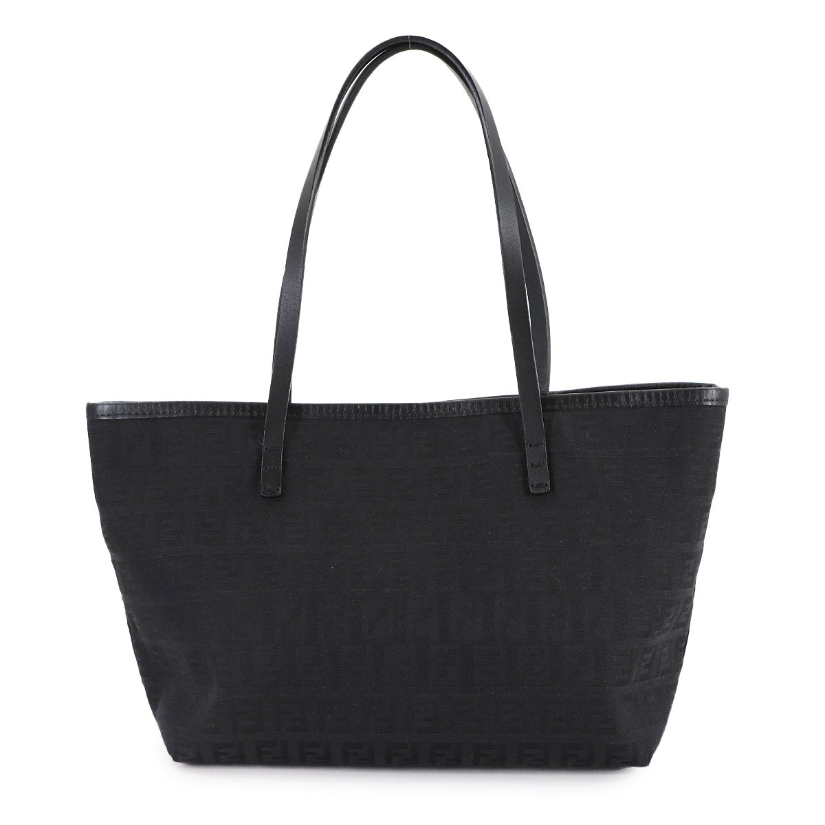 FENDI Zucchino Tote Bag Canvas Leather Black 8BH075 FF Purse