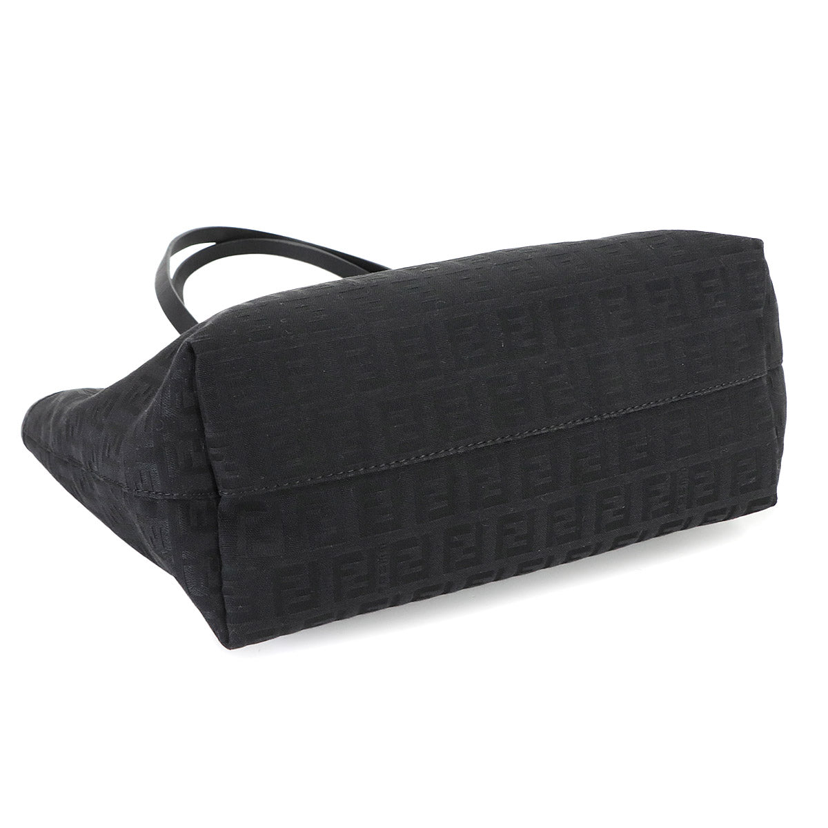 FENDI Zucchino Tote Bag Canvas Leather Black 8BH075 FF Purse