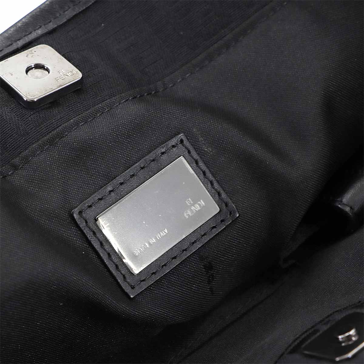 FENDI Zucchino Tote Bag Canvas Leather Black 8BH075 FF Purse