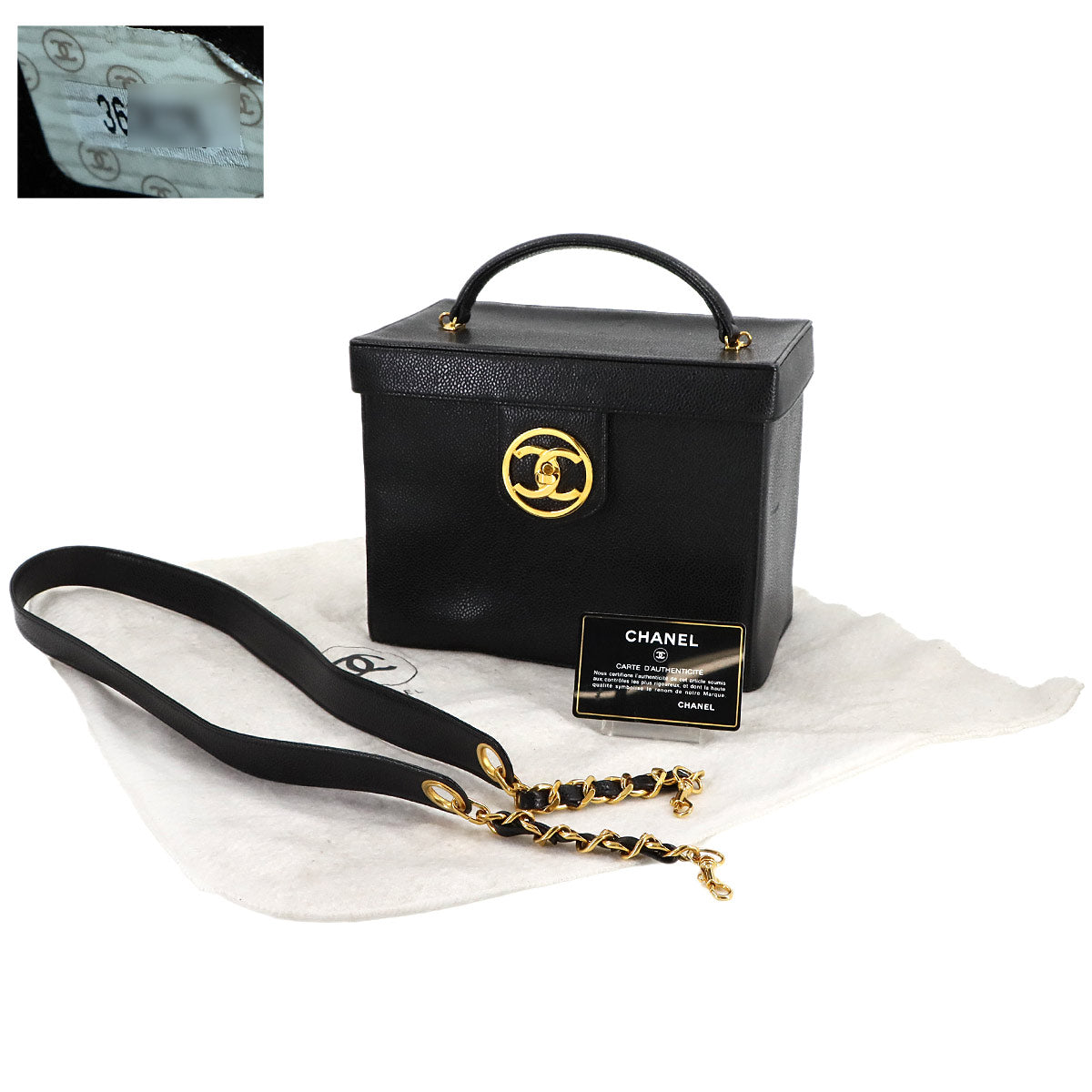 Vanity Hand Shoulder Bag Leather Black A01999 Purse