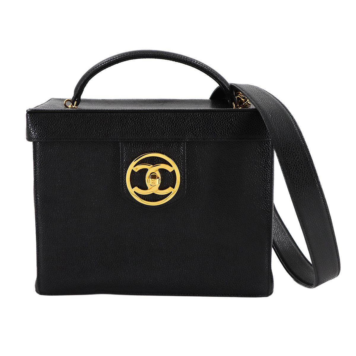 Vanity Hand Shoulder Bag Leather Black A01999 Purse