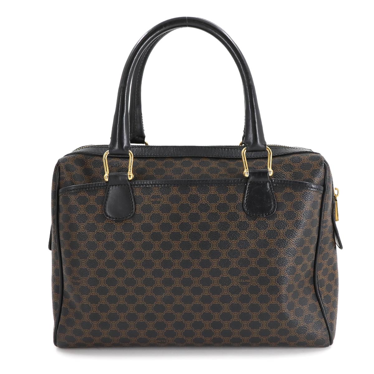 Macadam Hand Bag PVC Leather Black Brown Vintage Purse