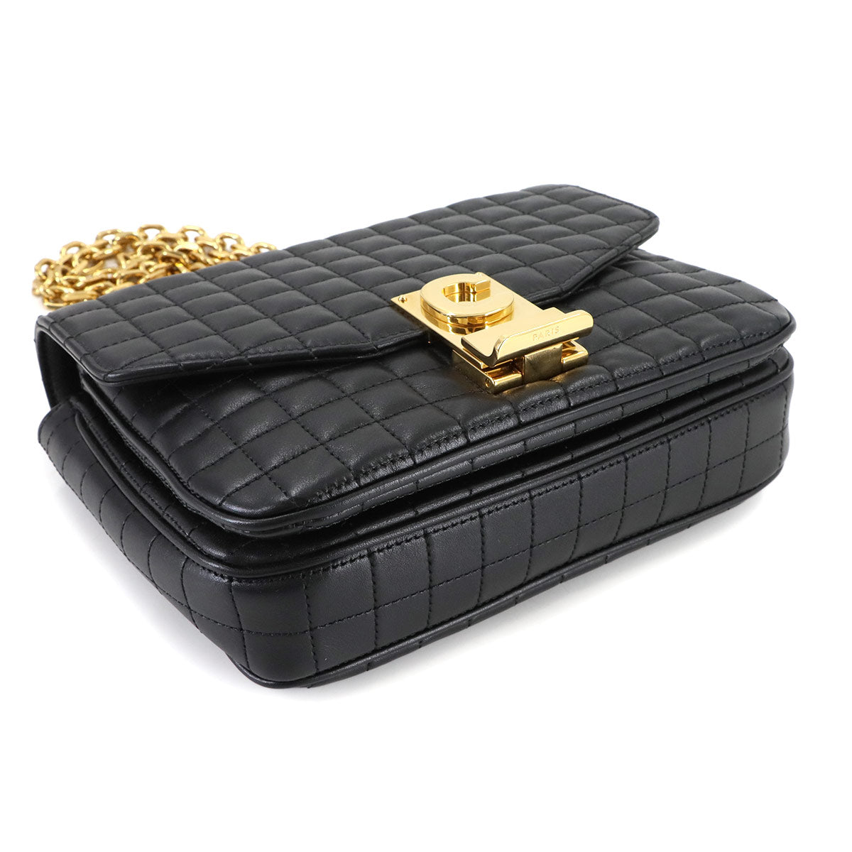 C Small Chain Shoulder Bag Leather Black 188403 Purse