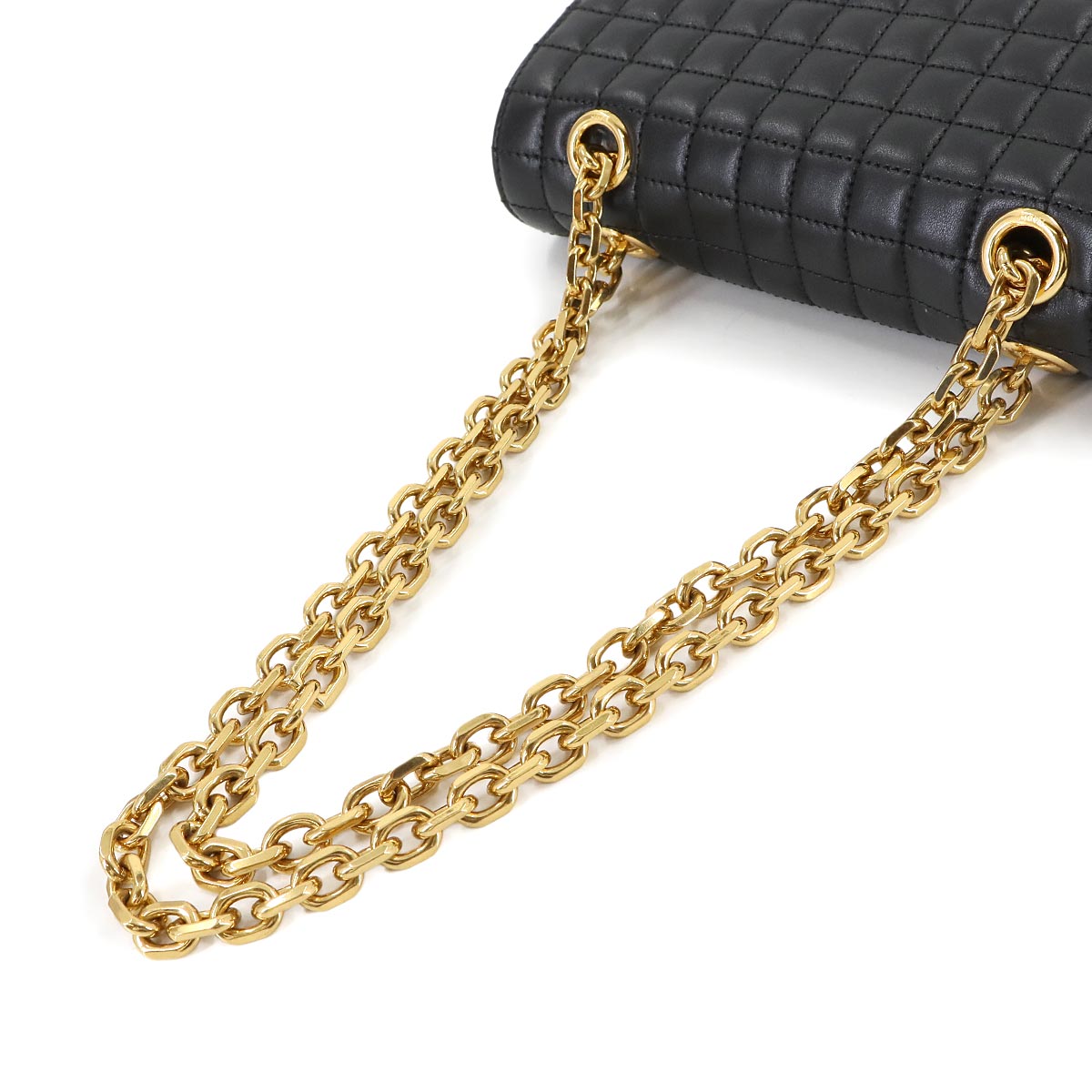 C Small Chain Shoulder Bag Leather Black 188403 Purse