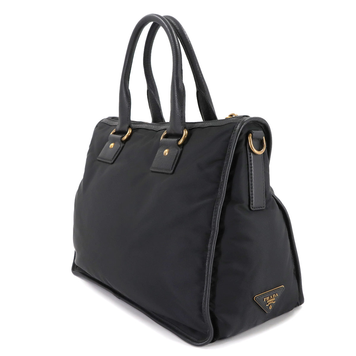 2way Tote Shoulder Bag Nylon Leather Black BL0748 Unisex Purse