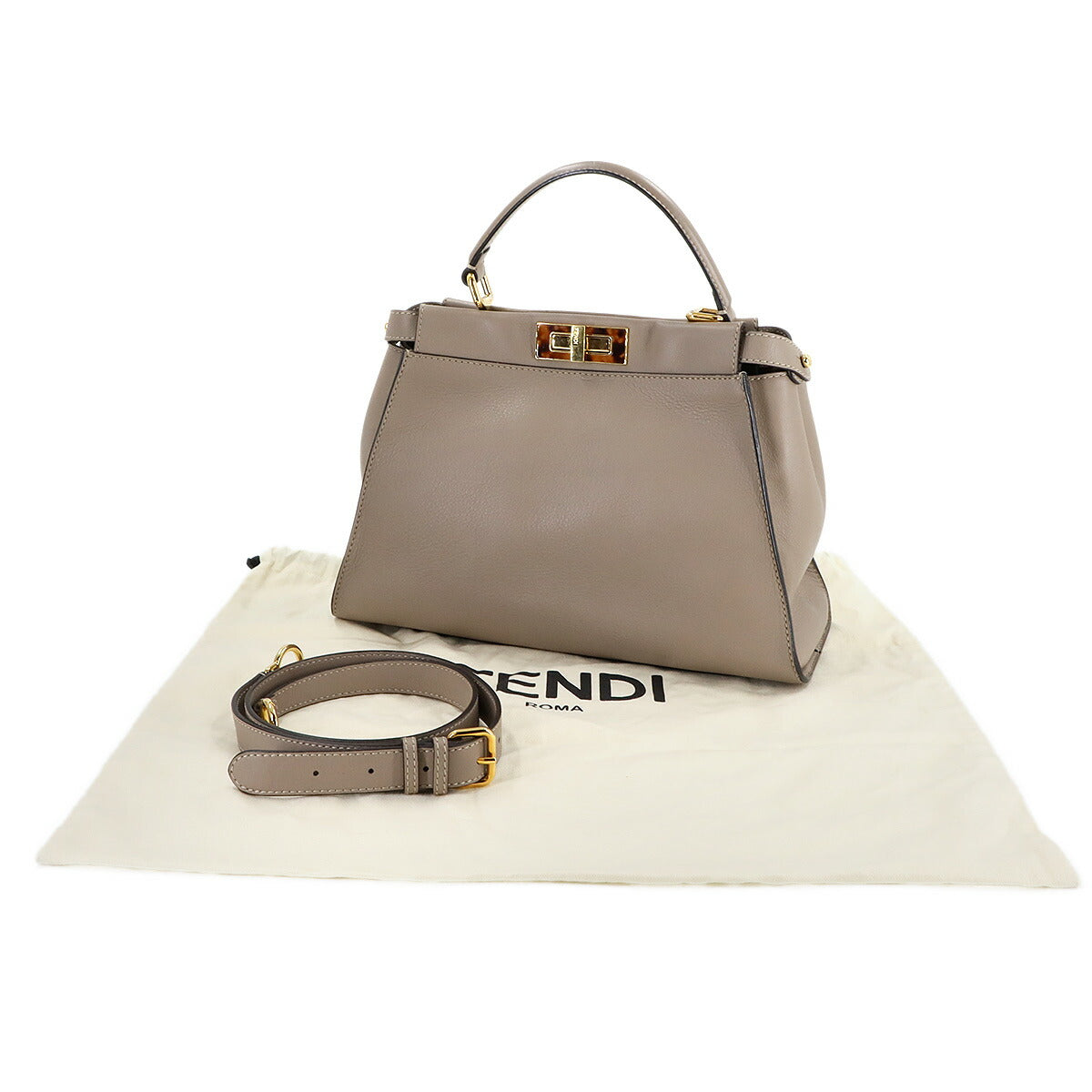 Peekaboo Regular 2way Hand Bag Leather Gray 8BN290