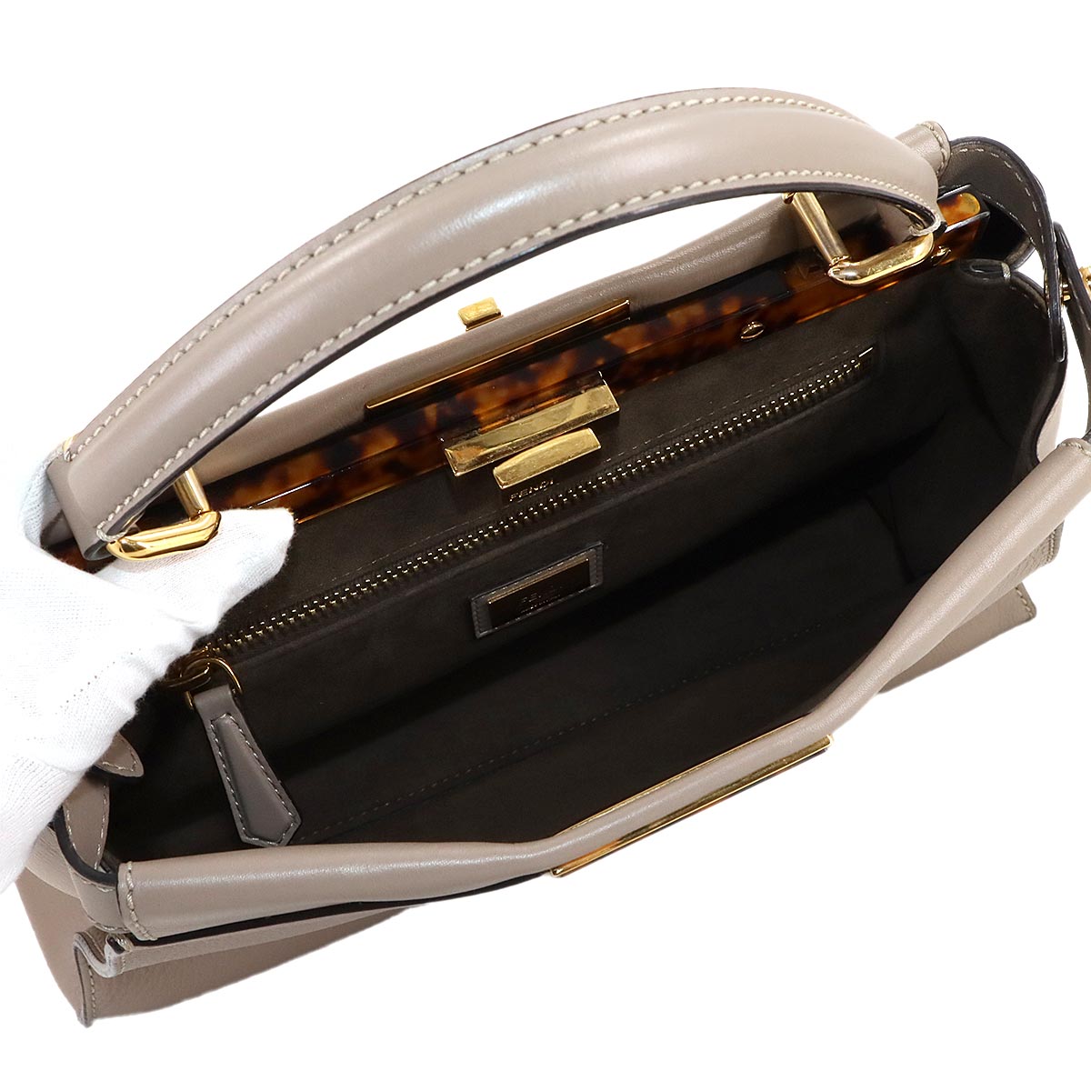 Peekaboo Regular 2way Hand Bag Leather Gray 8BN290