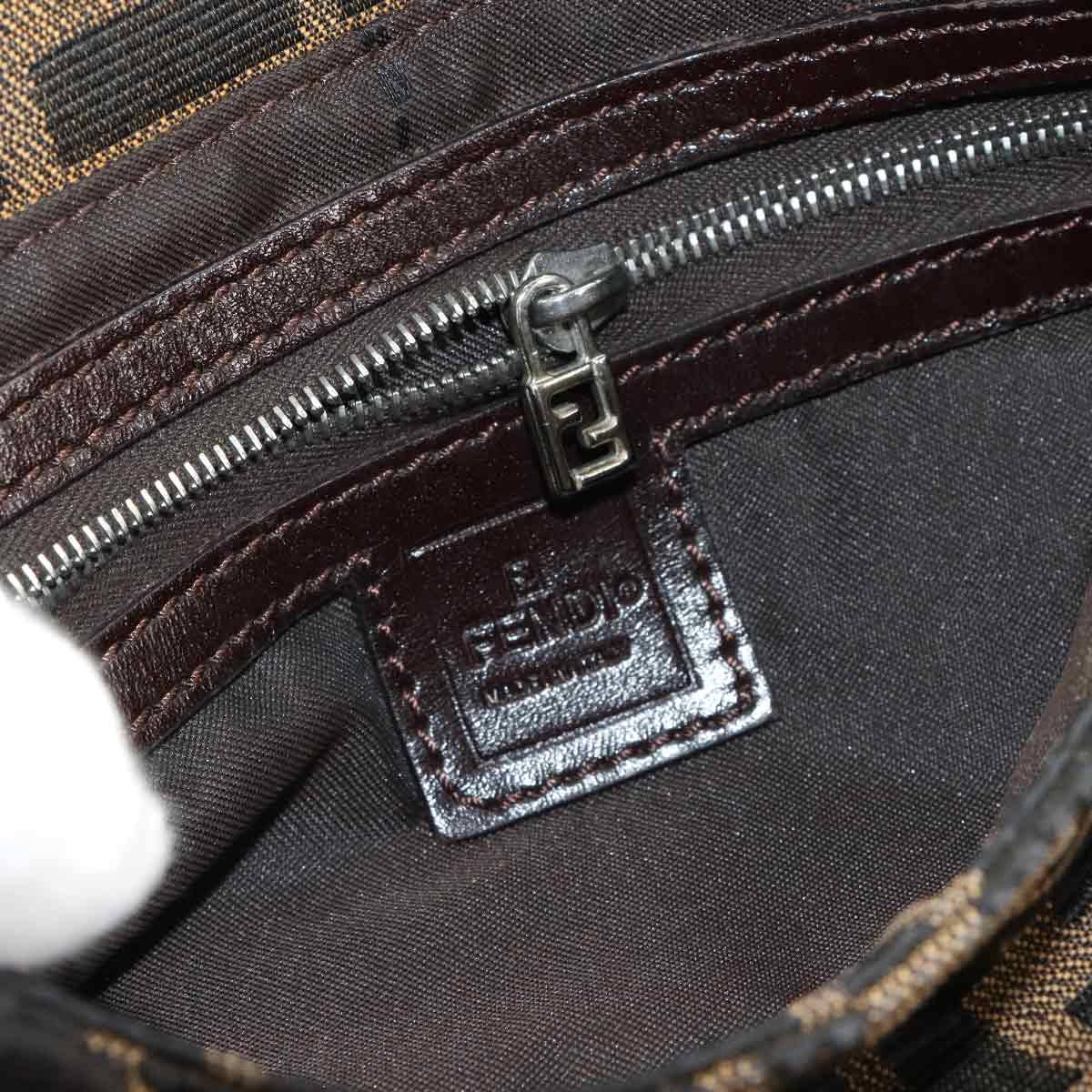 Zucca Mamma Baguette Shoulder Bag Canvas Leather Brown 26424