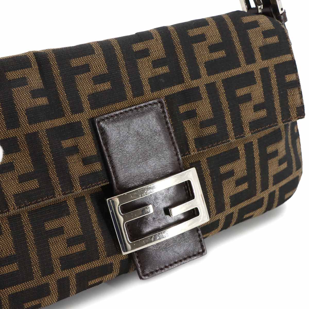 Zucca Mamma Baguette Shoulder Bag Canvas Leather Brown 26424