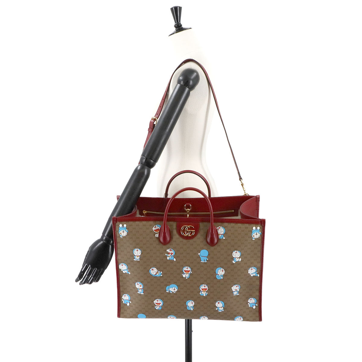 Doraemon Mini GG Supreme 2way Large Tote Bag Brown Red 653952