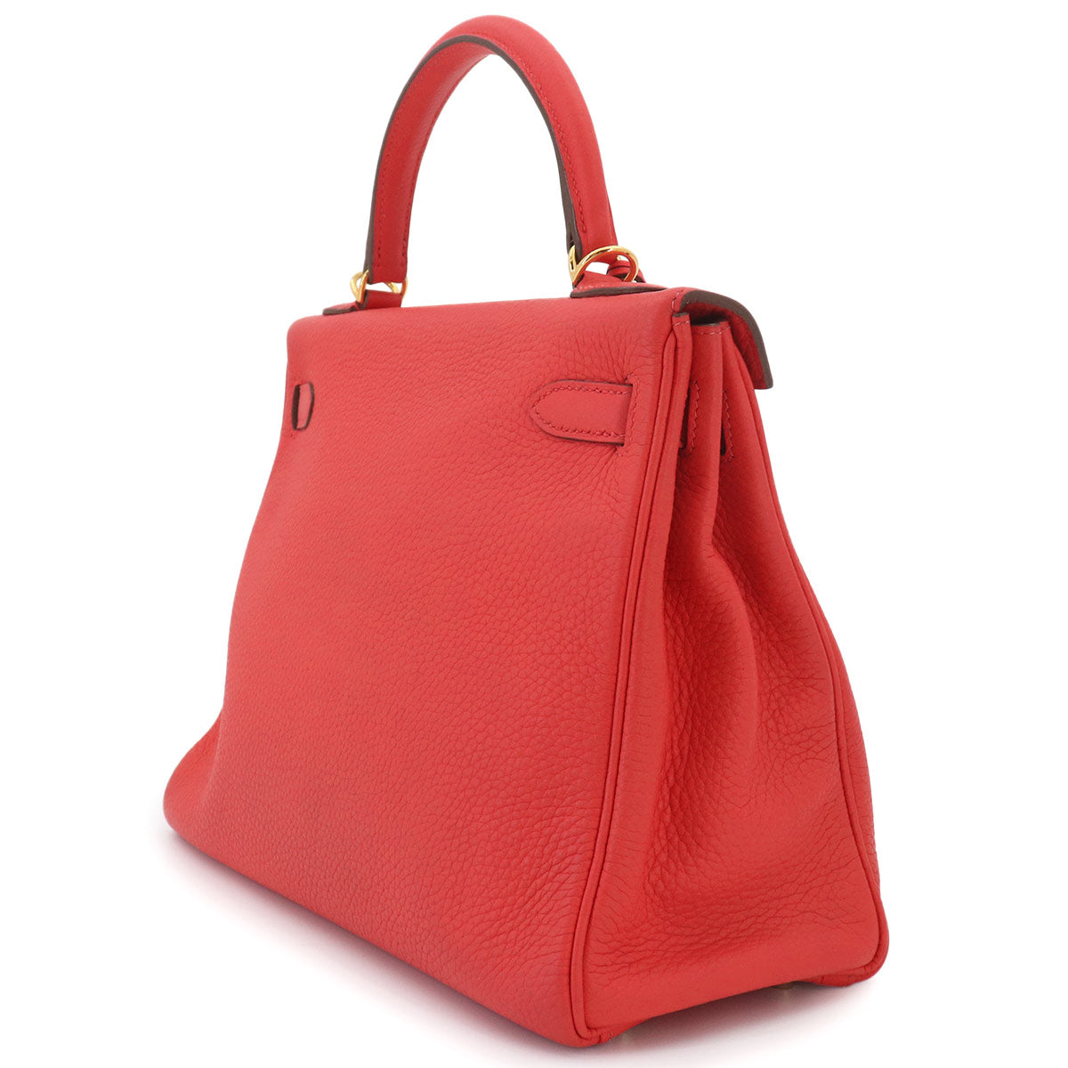 Kelly 32 Taurillon Clemence Rose Jaipur Hand Shoulder Bag